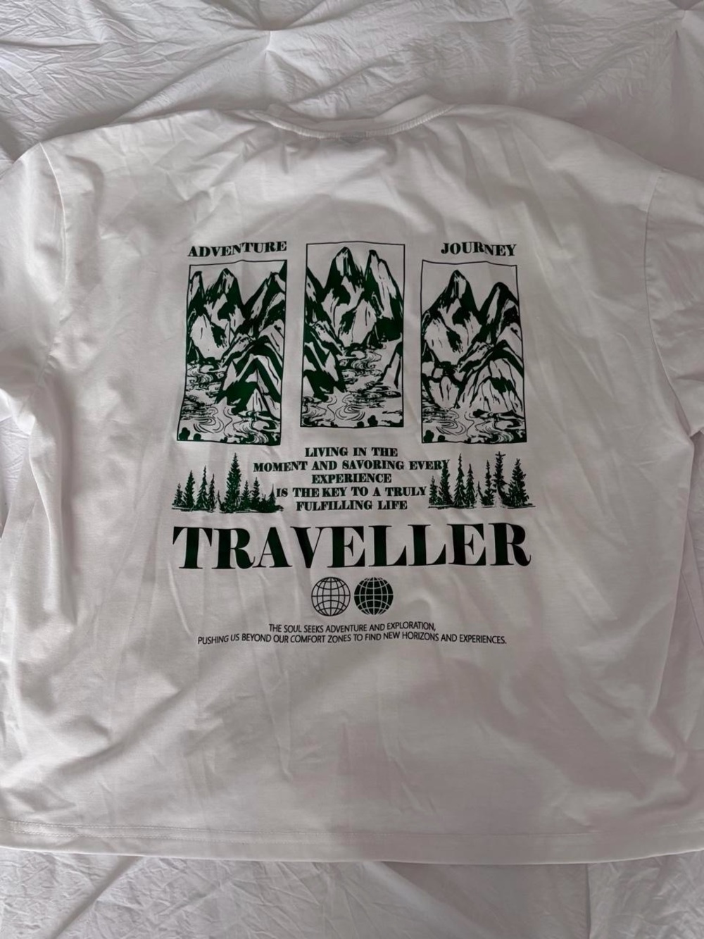 NFINITY Traveller Graphic Long Sleeve Tee - White with Green Print